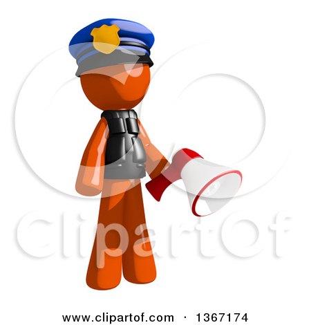 Clipart of an Orange Man Police Officer Holding a Megaphone - Royalty Free Illustration by Leo Blanchette