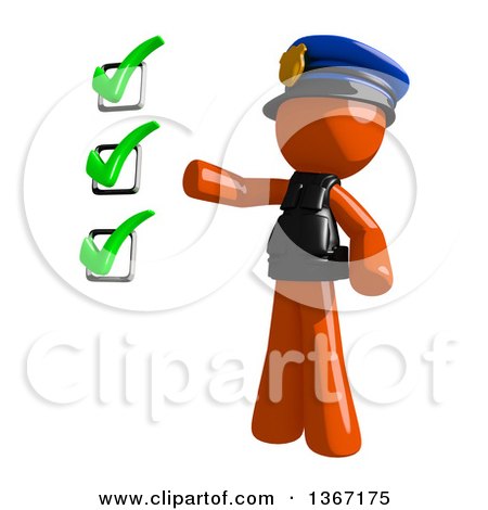 Clipart of an Orange Man Police Officer Presenting a Check List - Royalty Free Illustration by Leo Blanchette