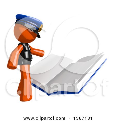 Clipart of an Orange Man Police Officer Reading a Giant Book - Royalty Free Illustration by Leo Blanchette