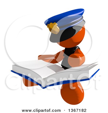 Clipart of an Orange Man Police Officer Sitting and Reading a Book - Royalty Free Illustration by Leo Blanchette