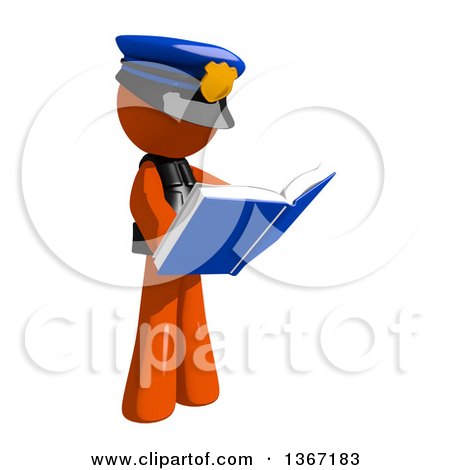 Clipart of an Orange Man Police Officer Reading a Book - Royalty Free Illustration by Leo Blanchette