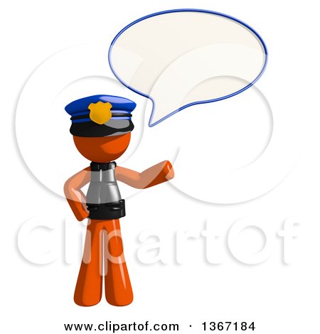 Clipart of an Orange Man Police Officer Talking - Royalty Free Illustration by Leo Blanchette