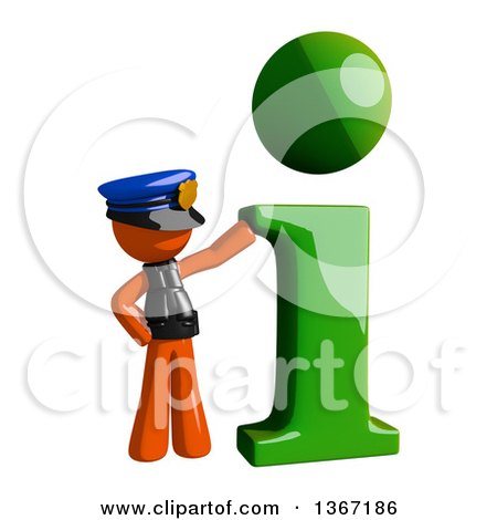 Clipart of an Orange Man Police Officer with a Green I Information Icon - Royalty Free Illustration by Leo Blanchette