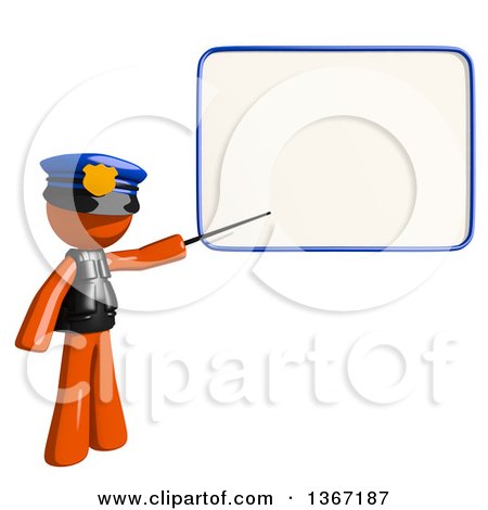 Clipart of an Orange Man Police Officer Holding a Pointer Stick Against a White Board - Royalty Free Illustration by Leo Blanchette