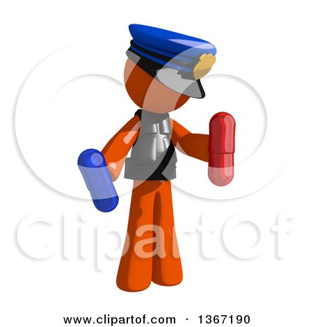 Clipart of an Orange Man Police Officer Holding Pills - Royalty Free Illustration by Leo Blanchette