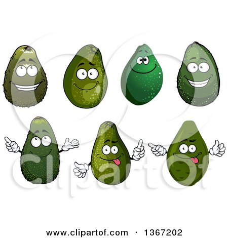Clipart of Cartoon Avocado Characters - Royalty Free Vector Illustration by Vector Tradition SM