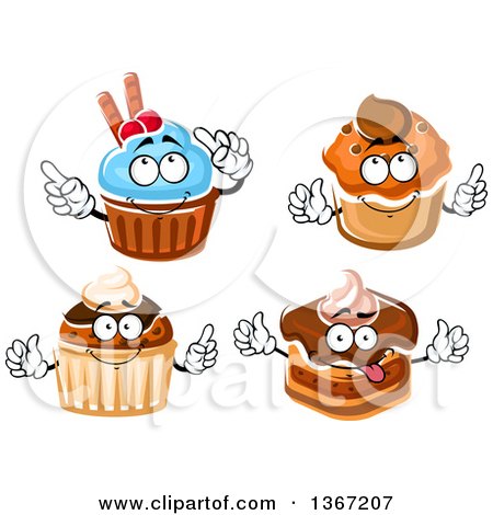 Clipart of Cupcake Characters - Royalty Free Vector Illustration by Vector Tradition SM