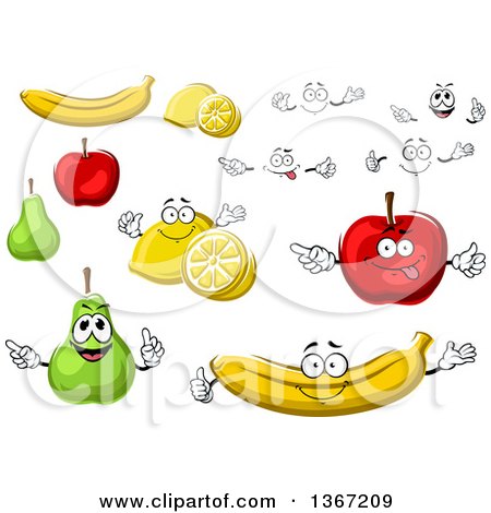Clipart of Bananas, Lemons, Pears and Apples - Royalty Free Vector Illustration by Vector Tradition SM