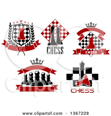 Clipart of Chess Piece Designs and Text - Royalty Free Vector Illustration by Vector Tradition SM