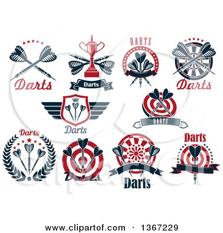 Clipart of Throwing Darts, Bullseyes and Text Designs - Royalty Free Vector Illustration by Vector Tradition SM