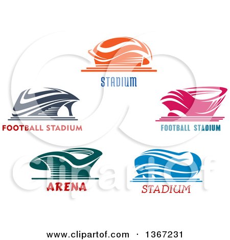 Clipart of Stadium Arena Buildings with Text - Royalty Free Vector Illustration by Vector Tradition SM