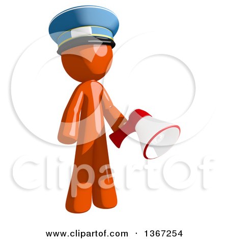 Clipart of an Orange Mail Man Wearing a Hat, Holding a Megaphone - Royalty Free Illustration by Leo Blanchette