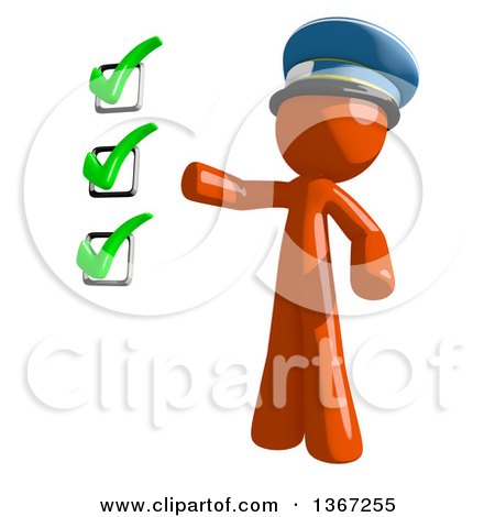 Clipart of an Orange Mail Man Wearing a Hat and Presenting a Check List - Royalty Free Illustration by Leo Blanchette