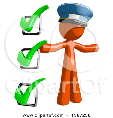 Clipart of an Orange Mail Man Wearing a Hat and Presenting a Check List - Royalty Free Illustration by Leo Blanchette