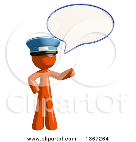 Clipart of an Orange Mail Man Wearing a Hat, Talking - Royalty Free Illustration by Leo Blanchette
