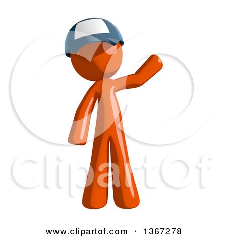 Clipart of an Orange Mail Man Wearing a Baseball Cap Waving - Royalty Free Illustration by Leo Blanchette