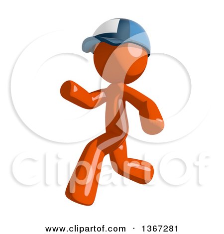 Clipart of an Orange Mail Man Wearing a Baseball Cap and Running to the Left - Royalty Free Illustration by Leo Blanchette