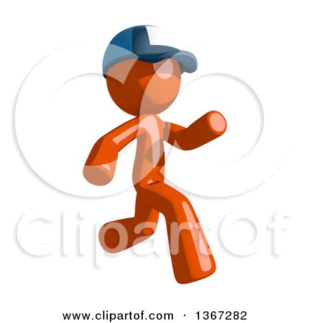 Clipart of an Orange Mail Man Wearing a Baseball Cap and Running to the Right - Royalty Free Illustration by Leo Blanchette
