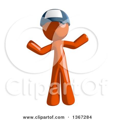 Clipart of an Orange Mail Man Wearing a Baseball Cap and Shrugging - Royalty Free Illustration by Leo Blanchette