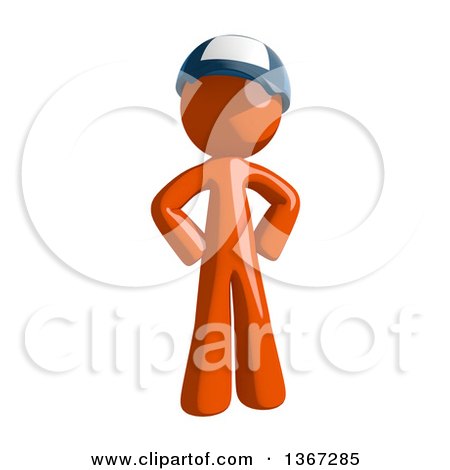 Clipart of an Orange Mail Man Wearing a Baseball Cap Standing with Hands on His Hips - Royalty Free Illustration by Leo Blanchette