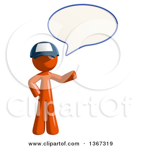 Clipart of an Orange Mail Man Wearing a Baseball Cap, Talking - Royalty Free Illustration by Leo Blanchette