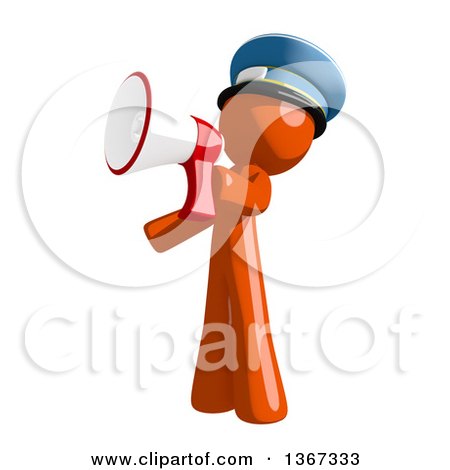 Clipart of an Orange Mail Man Wearing a Hat, Announcing with a Megaphone - Royalty Free Illustration by Leo Blanchette