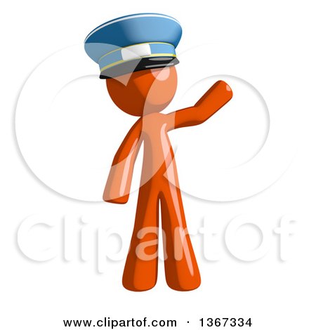 Clipart of an Orange Mail Man Wearing a Hat Waving - Royalty Free Illustration by Leo Blanchette