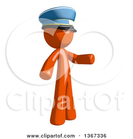 Clipart of an Orange Mail Man Wearing a Hat and Presenting to the Right - Royalty Free Illustration by Leo Blanchette