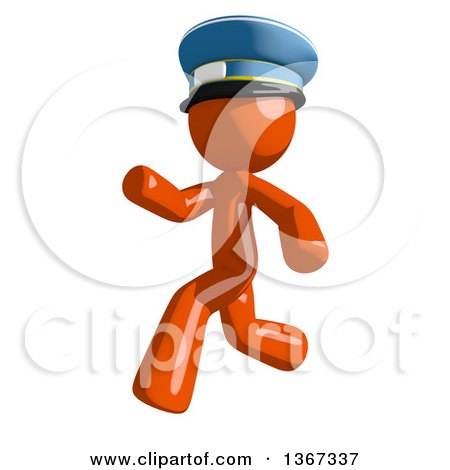 Clipart of an Orange Mail Man Wearing a Hat and Running to the Left - Royalty Free Illustration by Leo Blanchette