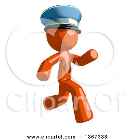 Clipart of an Orange Mail Man Wearing a Hat and Running to the Right - Royalty Free Illustration by Leo Blanchette