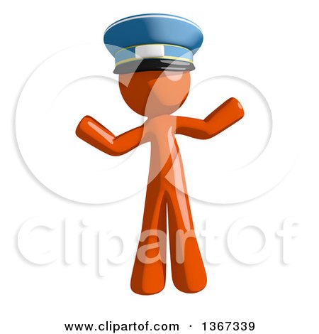 Clipart of an Orange Mail Man Wearing a Hat and Shrugging - Royalty Free Illustration by Leo Blanchette