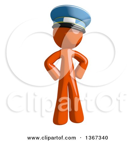 Clipart of an Orange Mail Man Wearing a Hat, Standing with Hands on His Hips - Royalty Free Illustration by Leo Blanchette