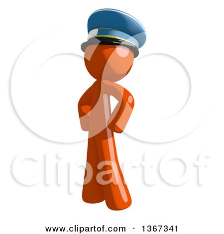 Clipart of an Orange Mail Man Wearing a Hat, Standing with Hands on His Hips, Facing Left - Royalty Free Illustration by Leo Blanchette