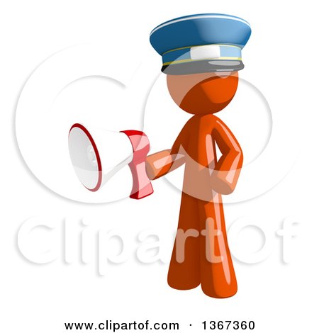 Clipart of an Orange Mail Man Wearing a Hat, Holding a Megaphone - Royalty Free Illustration by Leo Blanchette