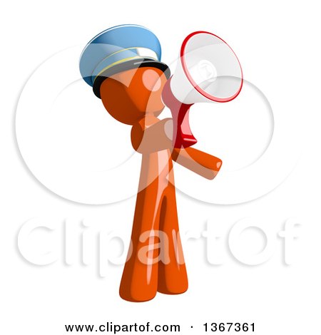 Clipart of an Orange Mail Man Wearing a Hat, Announcing with a Megaphone - Royalty Free Illustration by Leo Blanchette