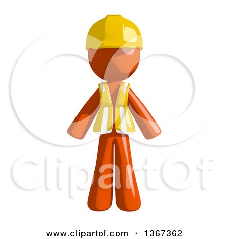 Clipart of an Orange Man Construction Worker - Royalty Free Illustration by Leo Blanchette