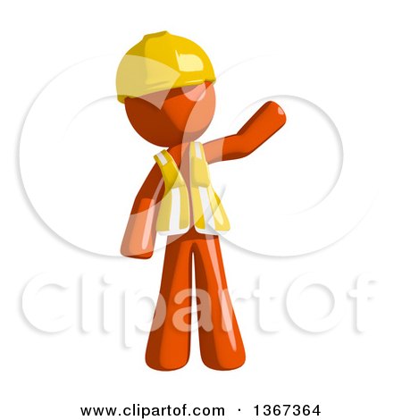 Clipart of an Orange Man Construction Worker Waving - Royalty Free Illustration by Leo Blanchette