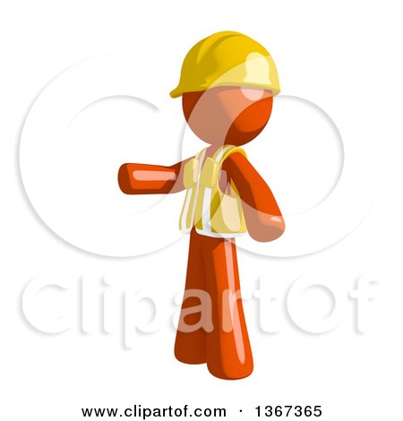 Clipart of an Orange Man Construction Worker Presenting to the Left - Royalty Free Illustration by Leo Blanchette