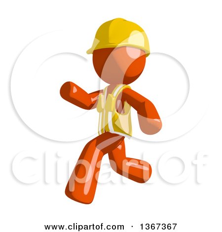 Clipart of an Orange Man Construction Worker Running to the Left - Royalty Free Illustration by Leo Blanchette