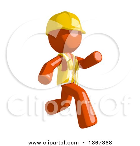 Clipart of an Orange Man Construction Worker Running to the Right - Royalty Free Illustration by Leo Blanchette