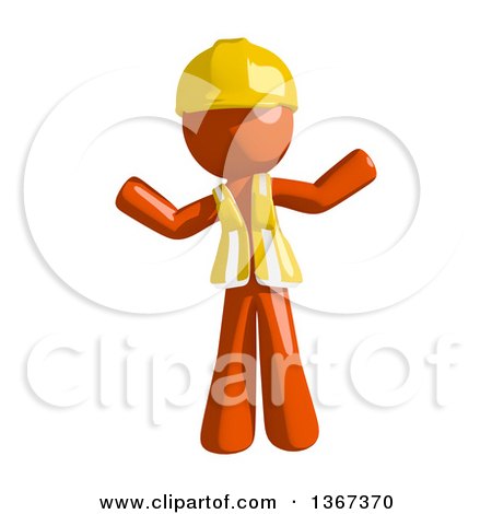 Clipart of an Orange Man Construction Worker Shrugging - Royalty Free Illustration by Leo Blanchette