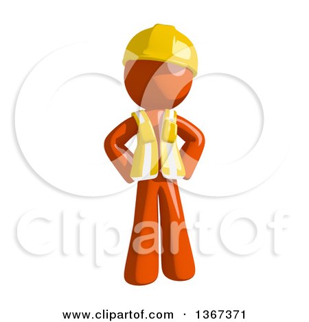 Clipart of an Orange Man Construction Worker with Hands on His Hips - Royalty Free Illustration by Leo Blanchette