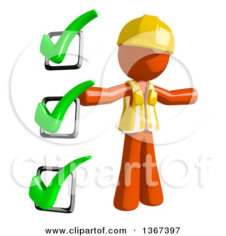 Clipart of an Orange Man Construction Worker Presenting a Check List - Royalty Free Illustration by Leo Blanchette