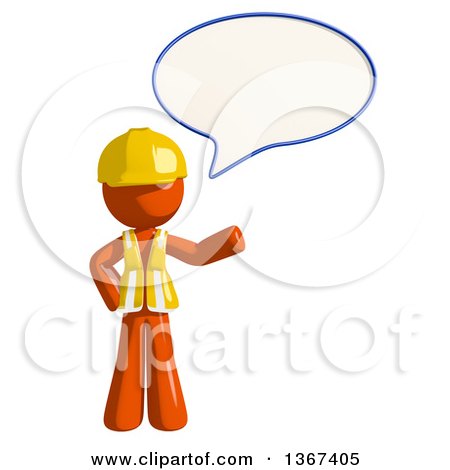 Clipart of an Orange Man Construction Worker Talking - Royalty Free Illustration by Leo Blanchette