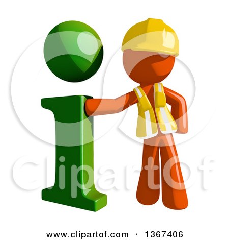 Clipart of an Orange Man Construction Worker with an I Information Icon - Royalty Free Illustration by Leo Blanchette