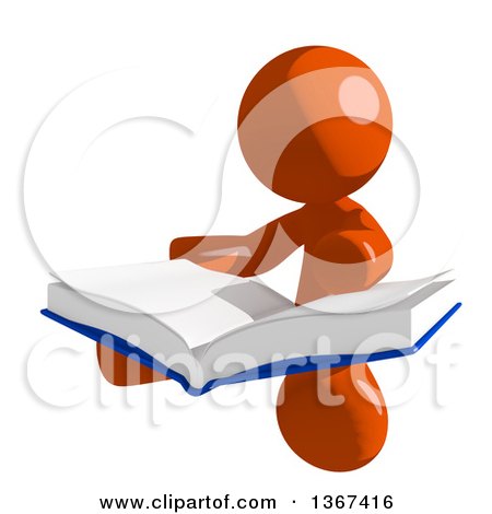 Clipart of an Orange Man Sitting and Reading a Book - Royalty Free Illustration by Leo Blanchette