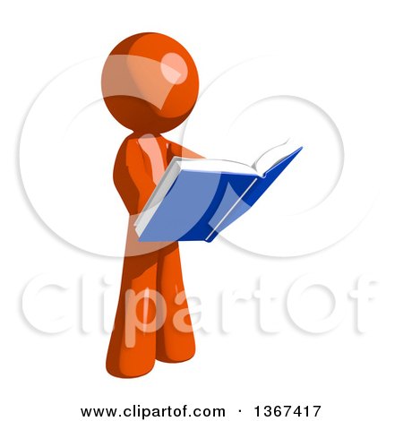 Clipart of an Orange Man Reading a Book - Royalty Free Illustration by Leo Blanchette