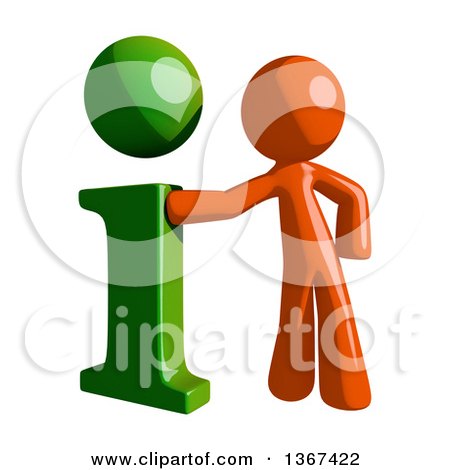 Clipart of an Orange Man with a Green I Information Icon - Royalty Free Illustration by Leo Blanchette