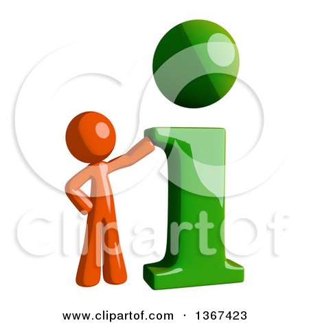 Clipart of an Orange Man with a Green I Information Icon - Royalty Free Illustration by Leo Blanchette