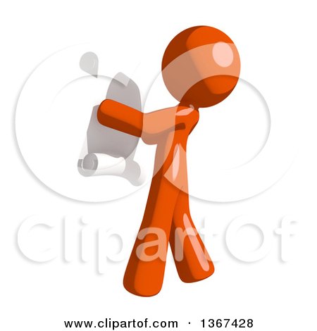 Clipart of an Orange Man Reading a List, Facing Left - Royalty Free Illustration by Leo Blanchette